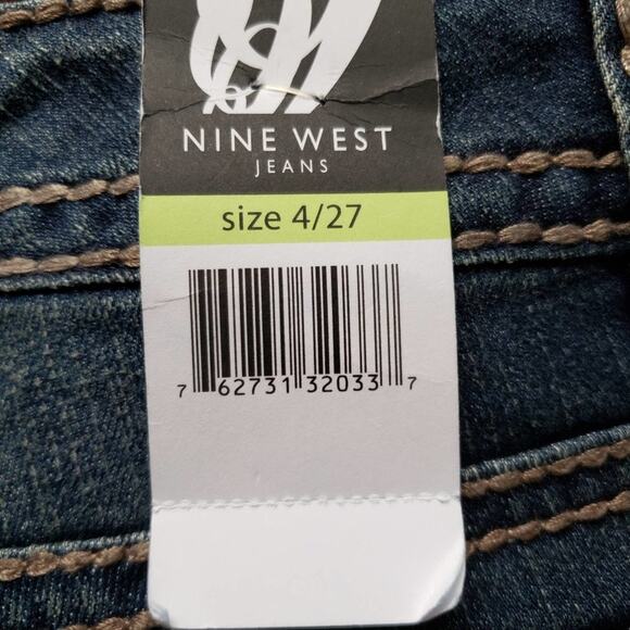 New Nine West Jeans Womens Adela Wash Bling Denim Capri Cropped Size 4/27 Bling - Picture 11 of 12